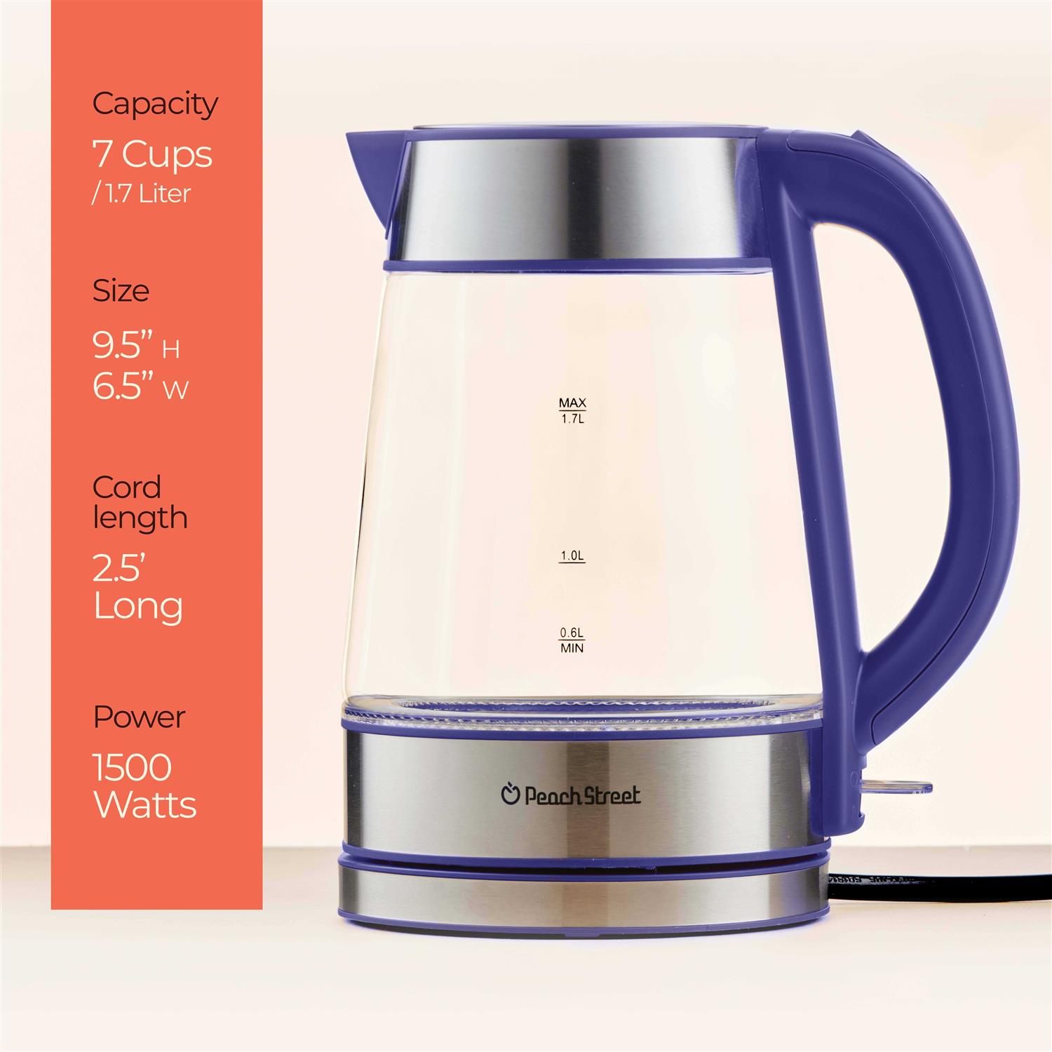 Speed-boil Water Electric Kettle 1.7l 1500w Coffee Tea Kettle Borosilicate Glass - Image 5
