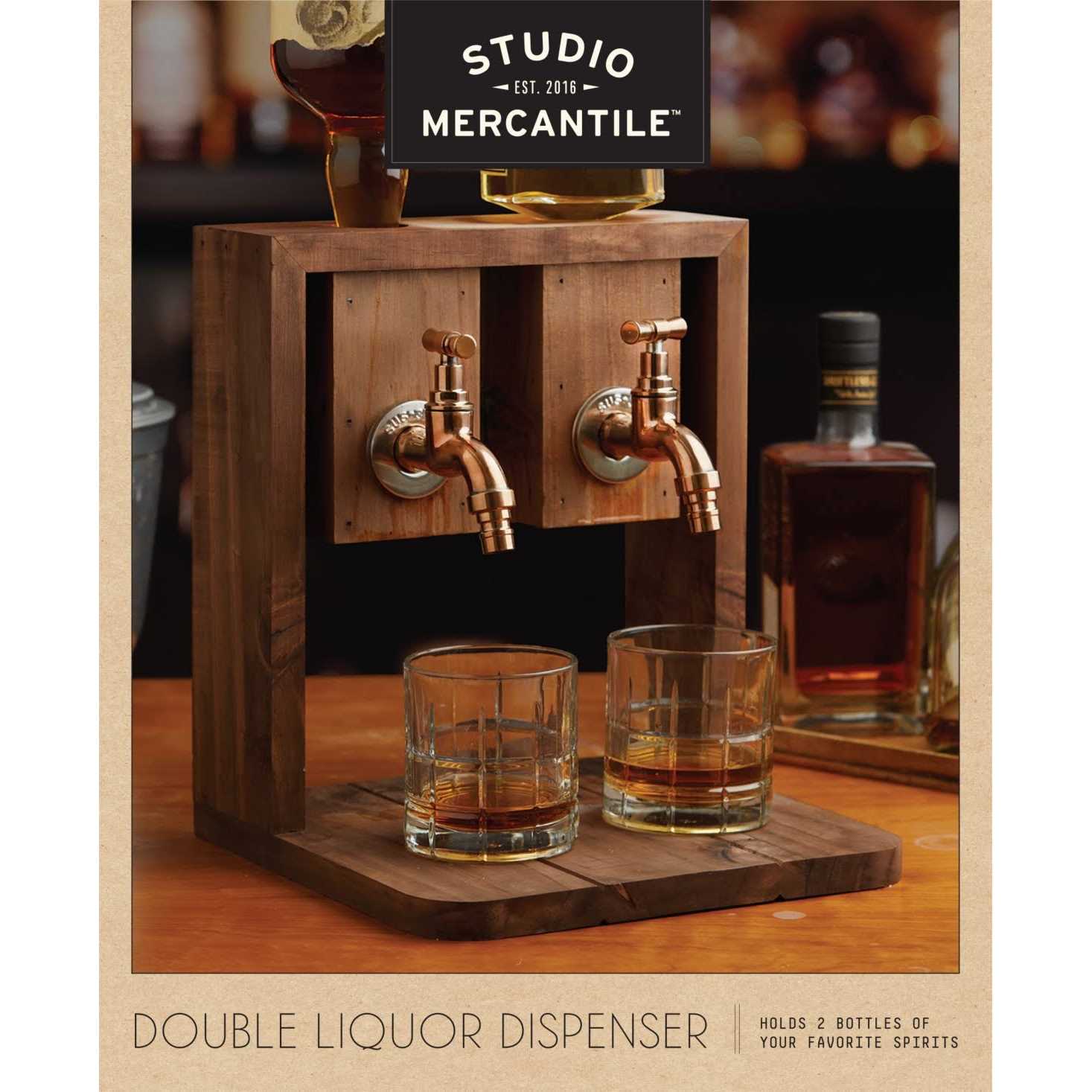 Studio Mercantile Double Wooden Liquor Dispenser
