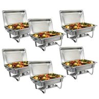 SUPER DEAL 8 Qt Stainless Steel 4 Pack Full Size Chafer Dish w/Water Pan, Food Pan, Fuel Holder and Lid For Buffet/Weddings/Parties/Banquets/catering