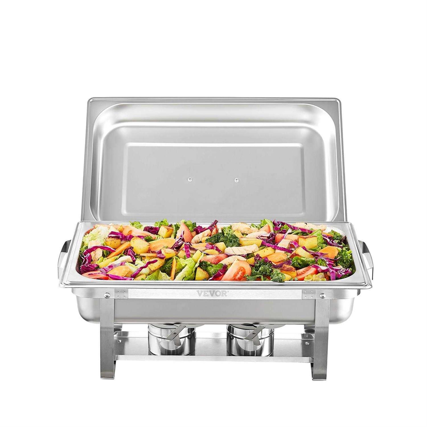 VEVOR Chafing Dish Buffet Set 8-Qt. Stainless Chafer 6 Pack Rectangle Catering Warmer Server with 6 Full Size Pans - Image 5