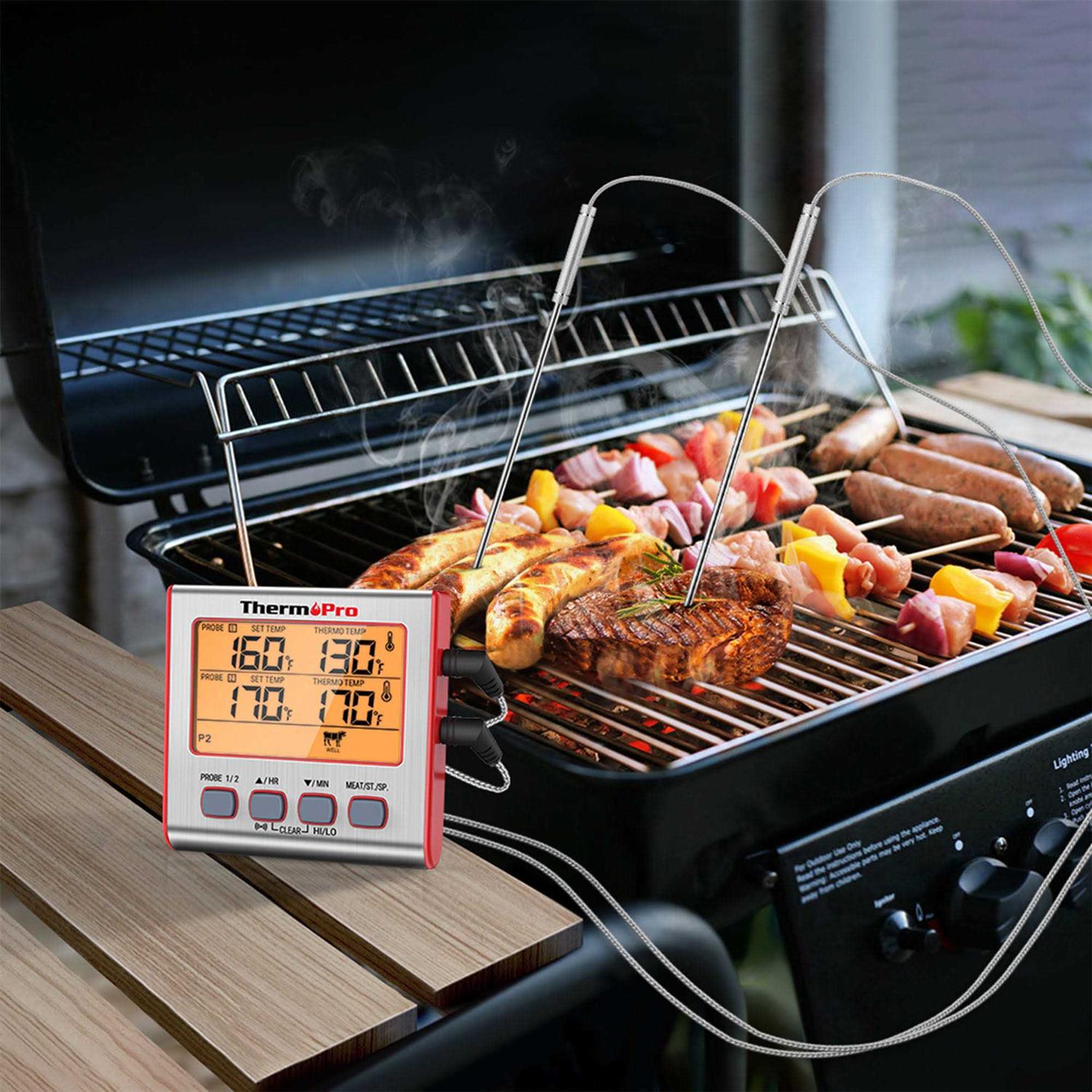 ThermoPro Digital Meat Thermometer with Dual Probes and Timer Mode Grill Smoker Thermometer TP17W - Image 4