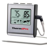 ThermoPro Tp-16 Large LCD Digital Cooking Food Meat Thermometer for Smoker Oven Kitchen BBQ Grill Thermometer Clock Timer with Stainless Steel
