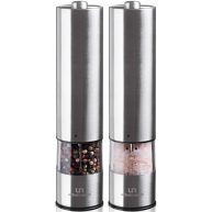 urban noon Electric Salt and Pepper Grinder Set Stainless Steel Battery Operated Salt & Pepper Mills with Light
