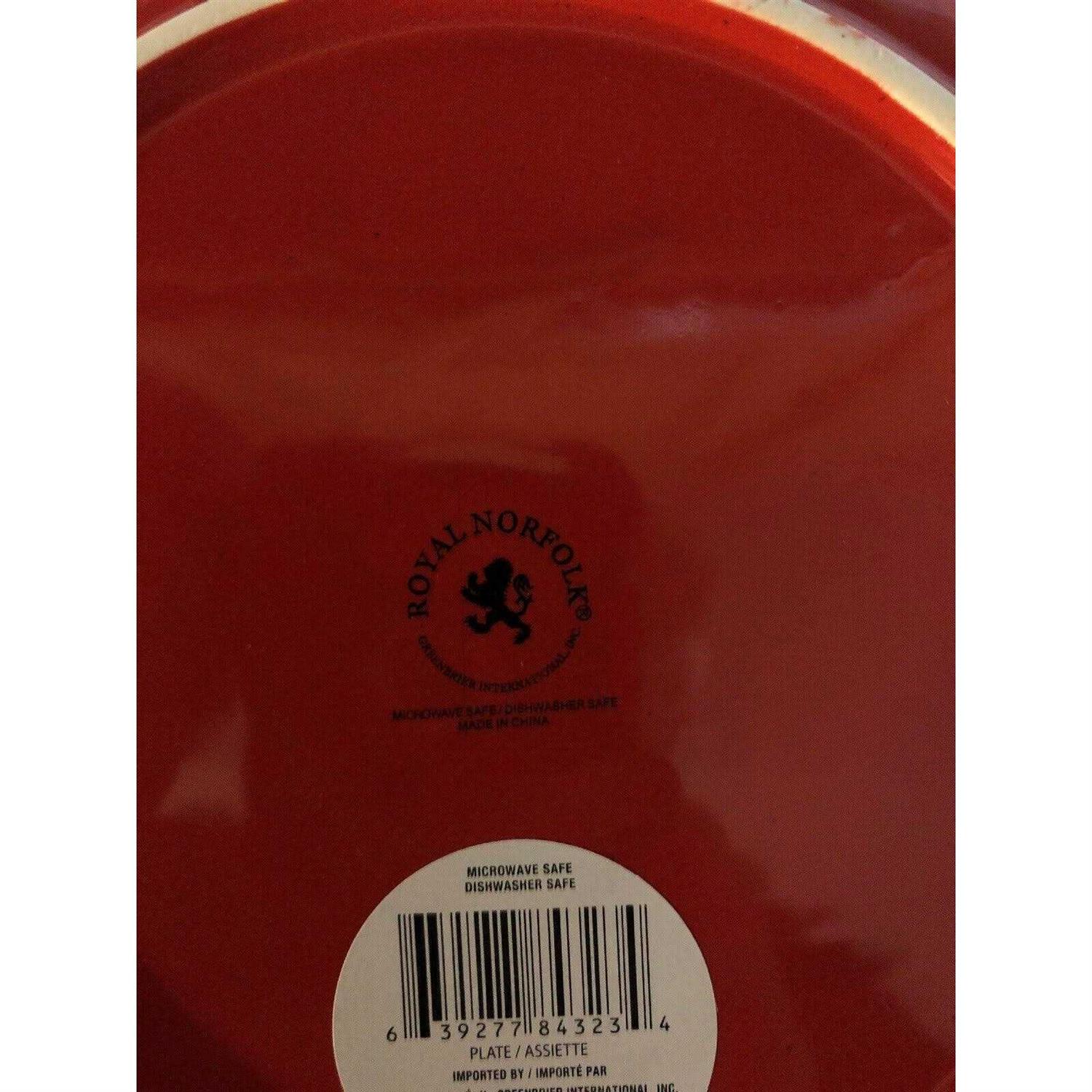 Royal Norfolk Red Beaded Ceramic Dinner Plates - Image 2