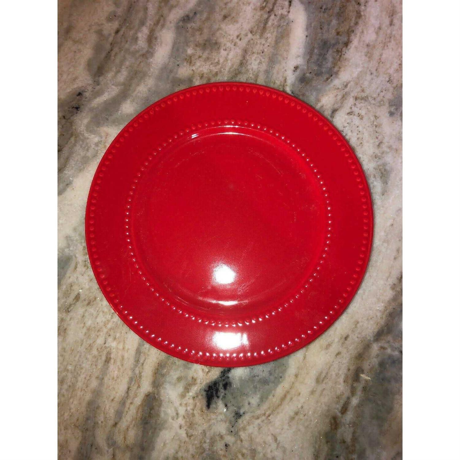 Royal Norfolk Red Beaded Ceramic Dinner Plates - Image 4