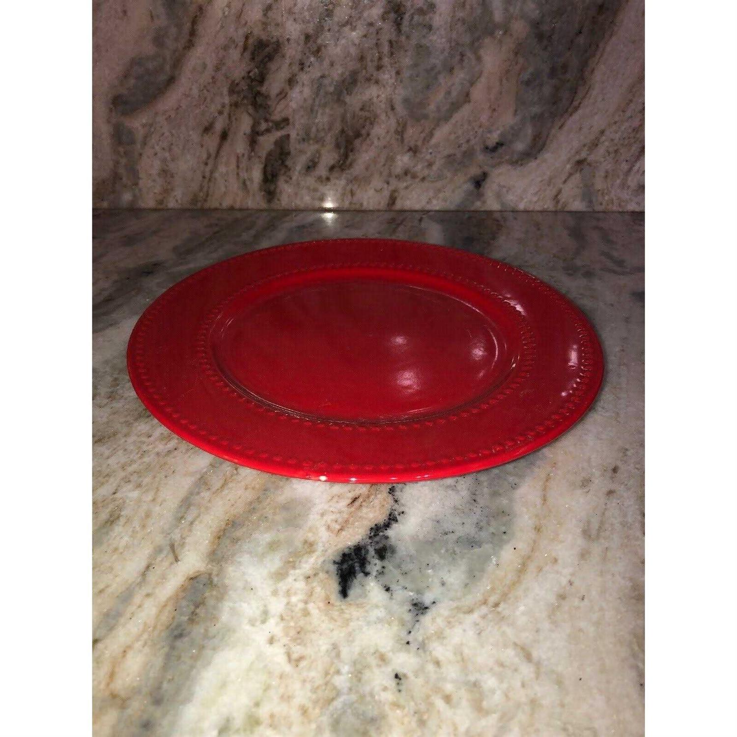 Royal Norfolk Red Beaded Ceramic Dinner Plates - Image 5