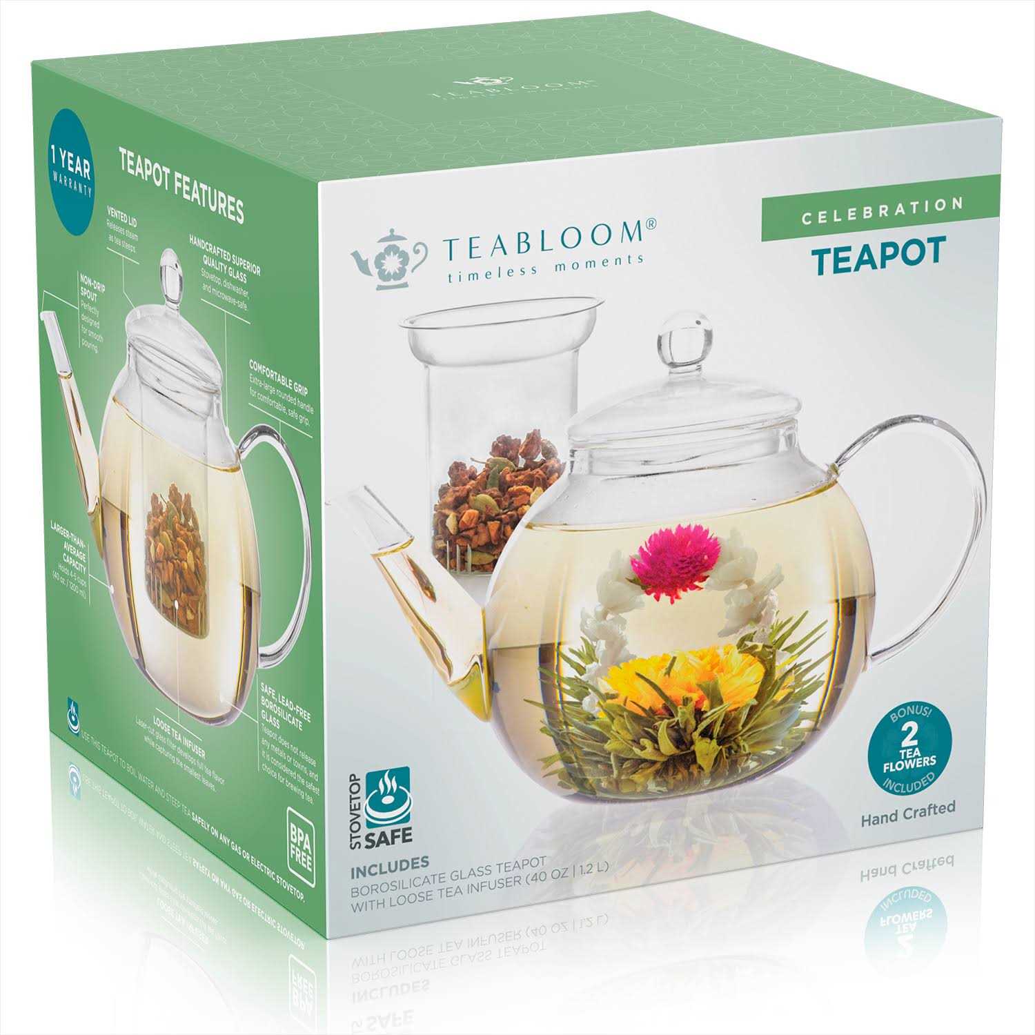 Teabloom Stovetop & Glass Teapot with Removable Loose Tea Glass Infuser - Image 3