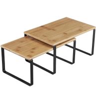 SONGMICS Cabinet Shelf Organizers Set of 2 Kitchen Counter Shelves Metal and Bamboo