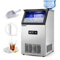 Tittla 14 in. 88 lb. Built-in Ice Maker in Stainless Steel Flip-up Door 2 Water Inlet Modes with Scoop & Water Filter Blue LEDs
