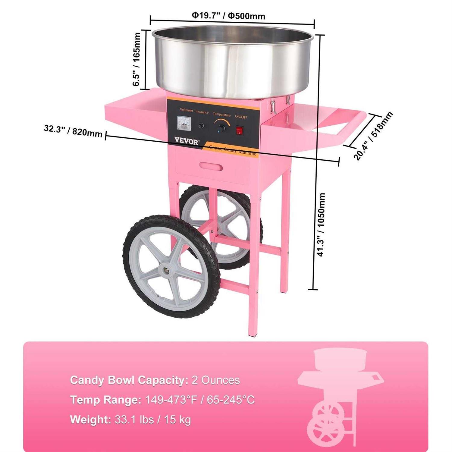 VEVOR 1000W Cotton Candy Machine with Cart - Image 2