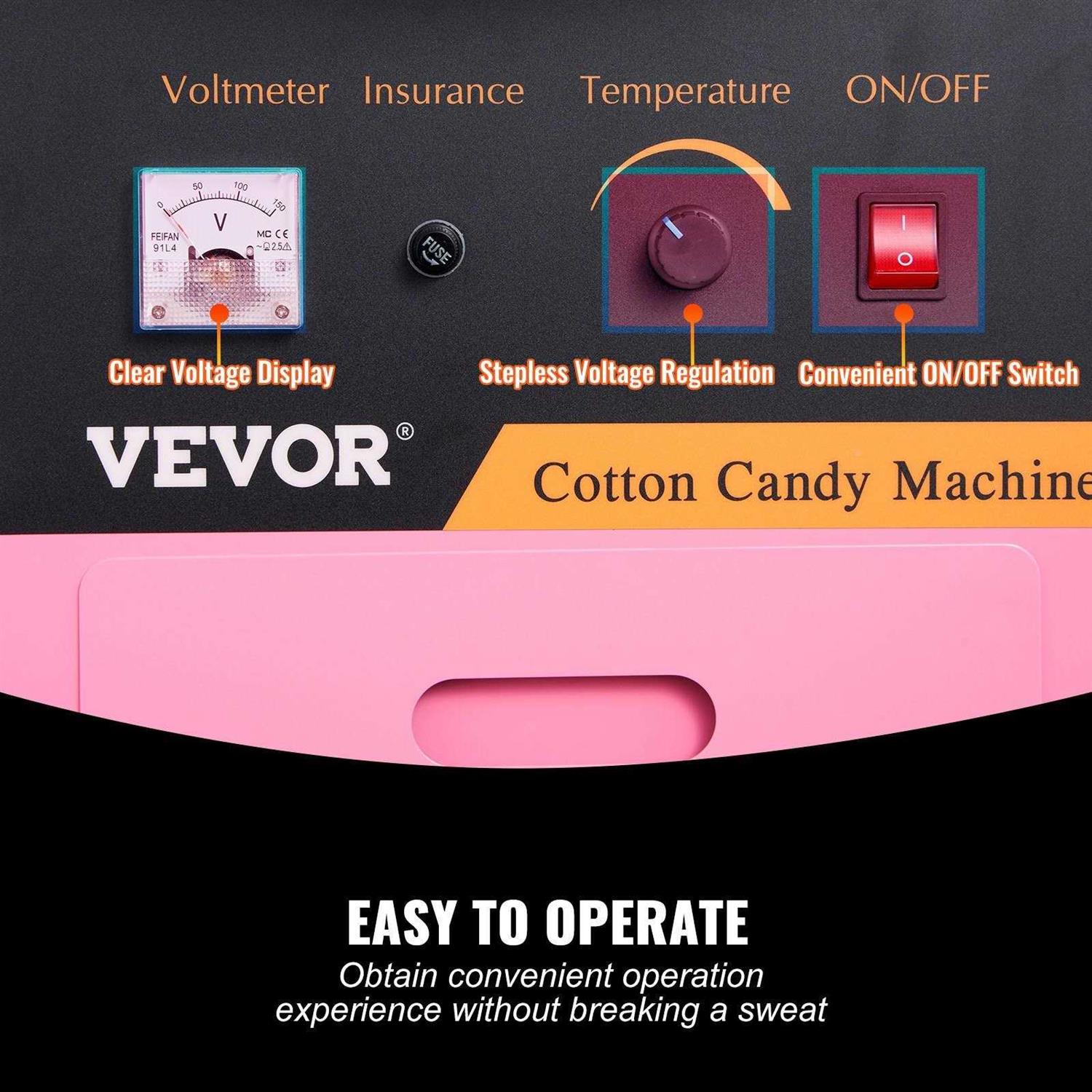 VEVOR 1000W Cotton Candy Machine with Cart - Image 4