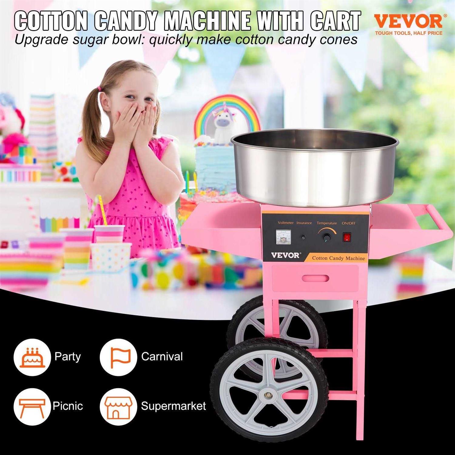 VEVOR 1000W Cotton Candy Machine with Cart - Image 5