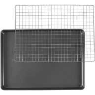 Wilton Bake It Better Non-Stick Mega Cookie Pan and Chrome Cooling Grid Set