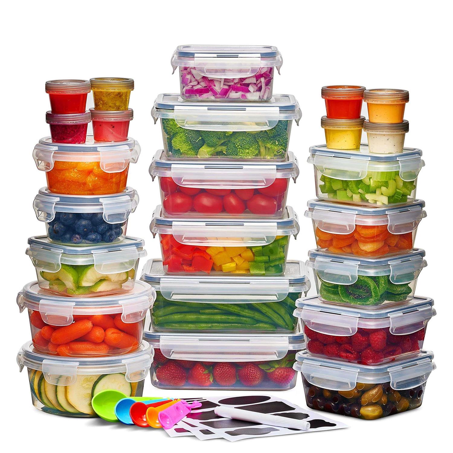 Seseno 24 Pcs Airtight Food Storage Container Set BPA Free Clear Plastic Kitchen and Pantry Organization Meal Prep Lunch Container with Durable Leak