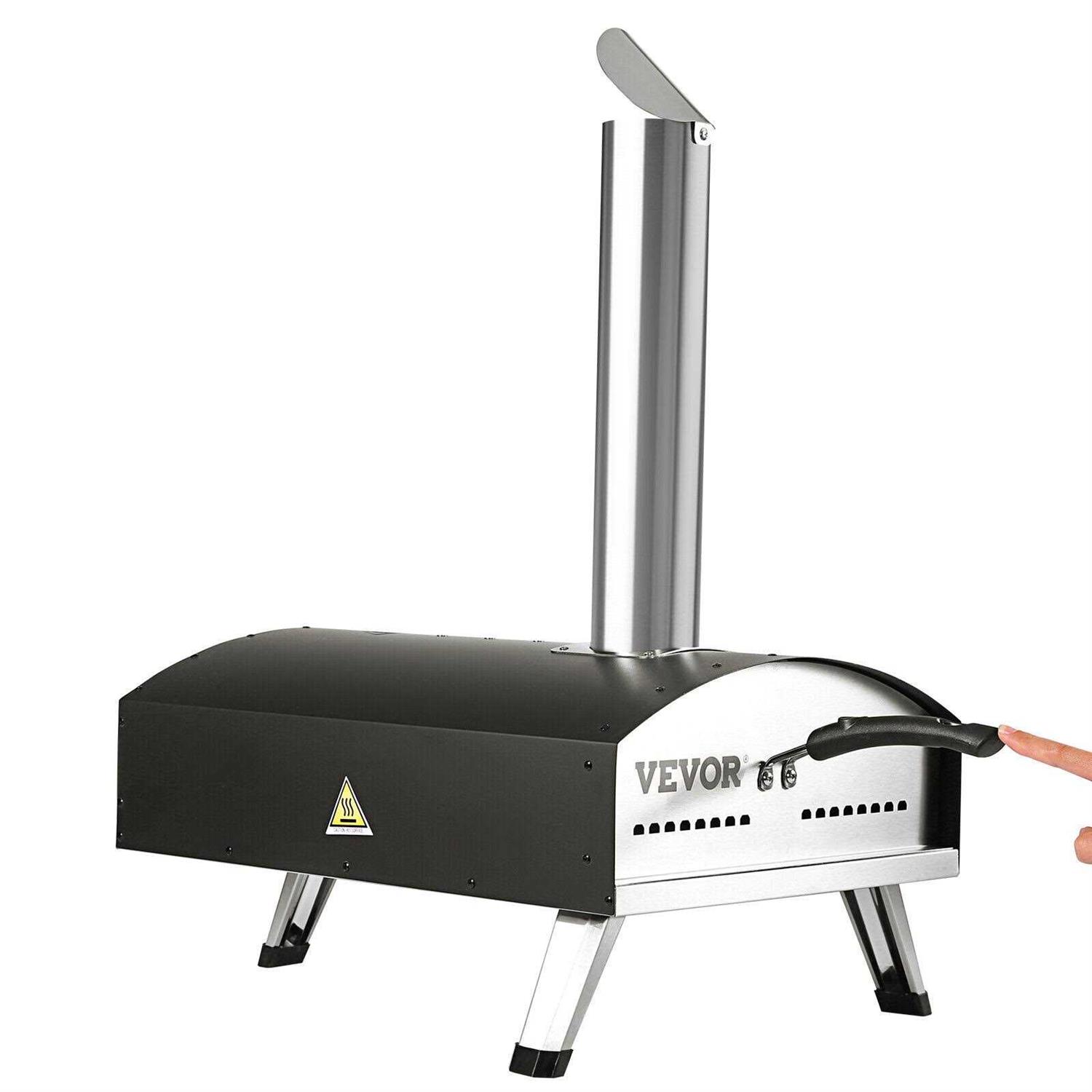 VEVOR 12 in. Wood and Charcoal-Fired Outdoor Pizza Oven Stainless Steel Pizza Grill with Pizza Stone for Camping - Image 3