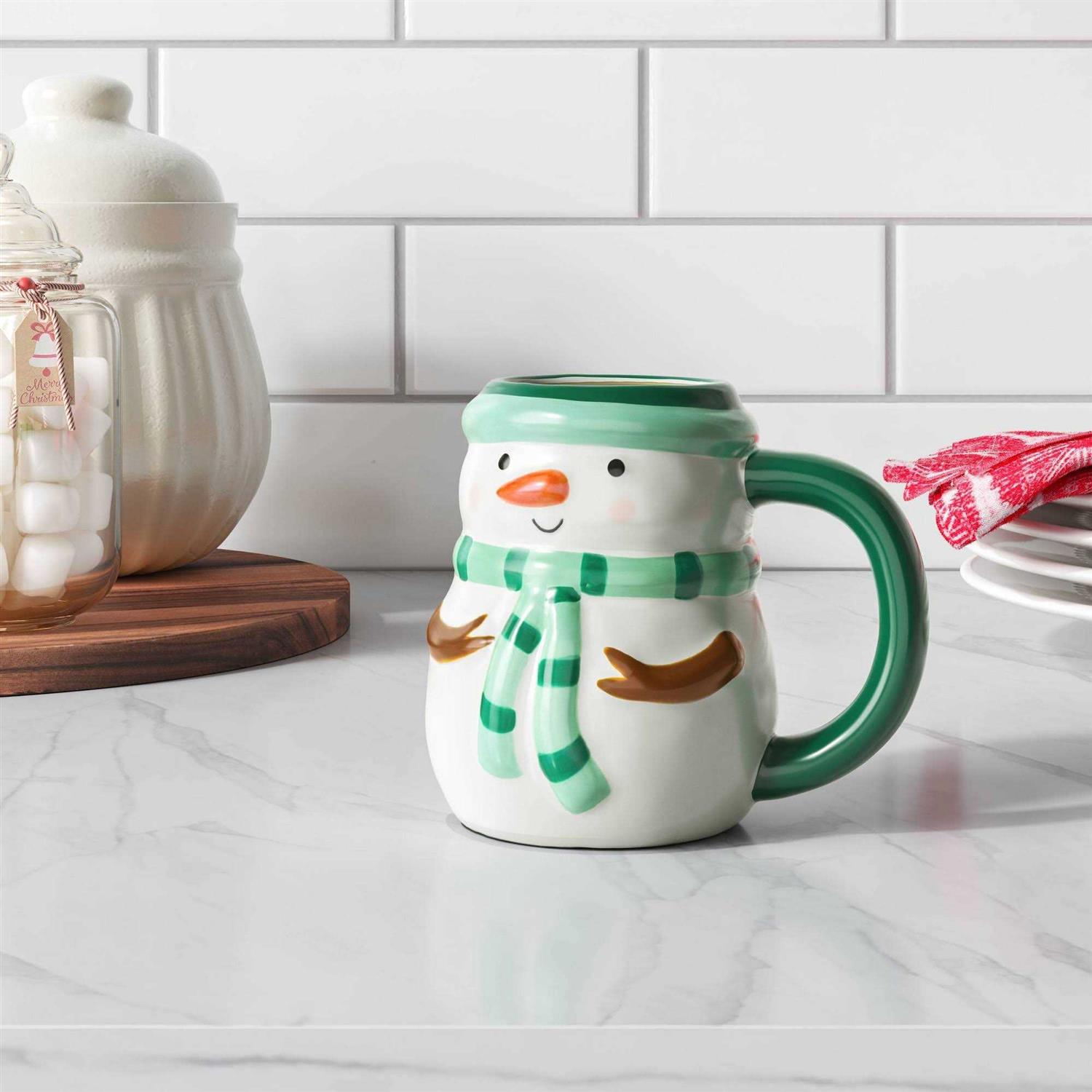 Wondershop Christmas Earthenware Snowman Mug White - Image 2