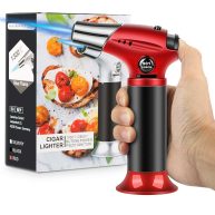 Tencoz Blow Torch Professional Kitchen Cooking Torch with Safety Lock Adjustable Flame Refillable Mini Blow Torch Lighter for Crafts Cooking BBQ Baking