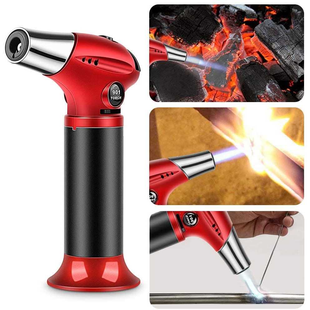 Tencoz Blow Torch Professional Kitchen Cooking Torch with Safety Lock Adjustable Flame Refillable Mini Blow Torch Lighter for Crafts Cooking BBQ Baking - Image 3