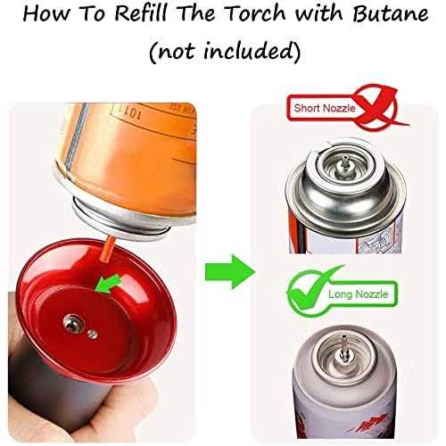 Tencoz Blow Torch Professional Kitchen Cooking Torch with Safety Lock Adjustable Flame Refillable Mini Blow Torch Lighter for Crafts Cooking BBQ Baking - Image 4