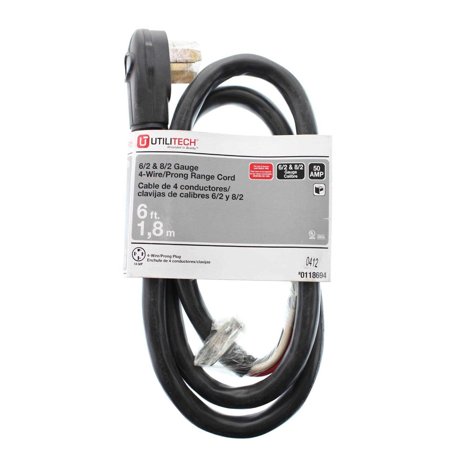 Utilitech 6-ft 4-Prong Black Range Appliance Power Cord - Image 5