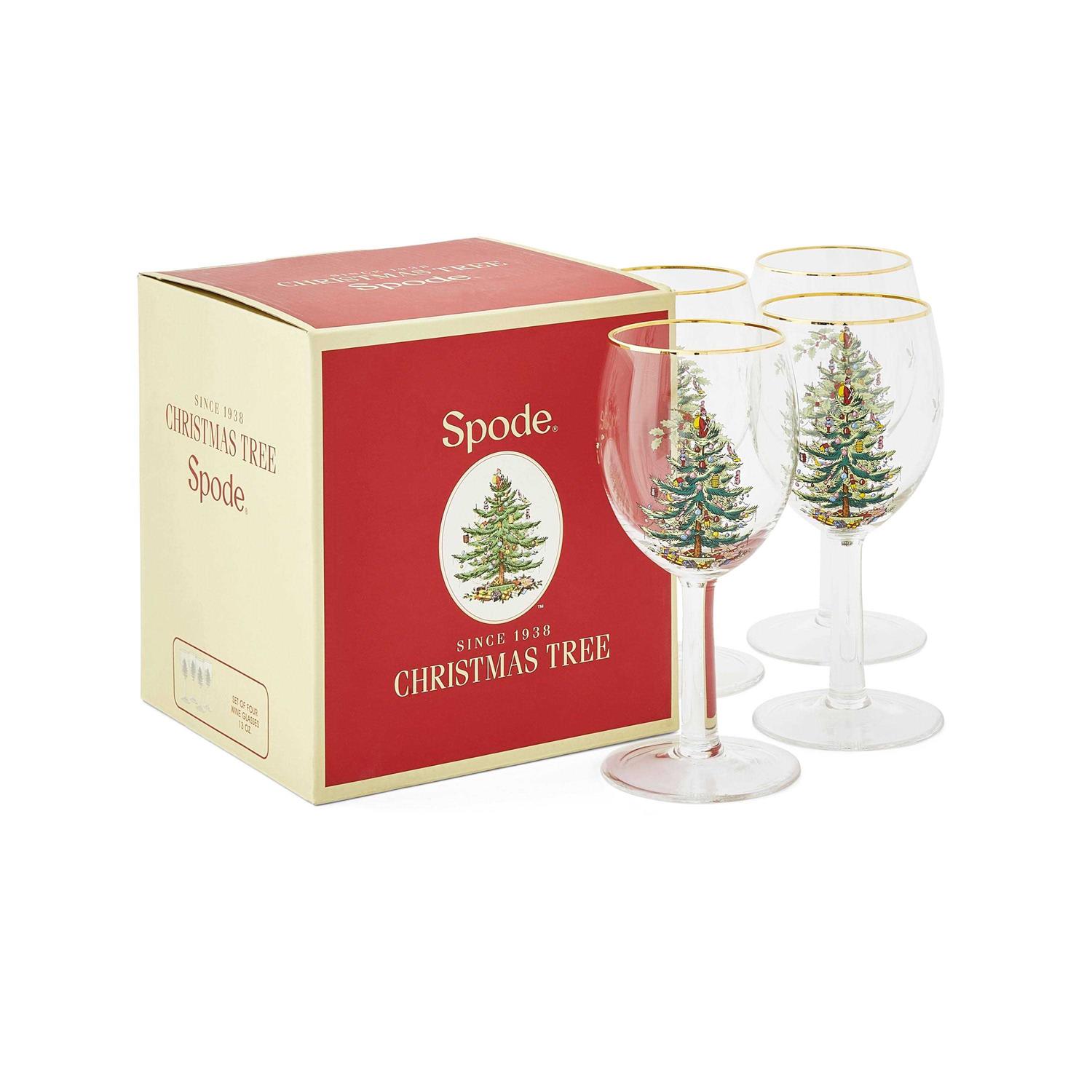 Spode Christmas Tree Set of 4 Wine Glasses - Image 2