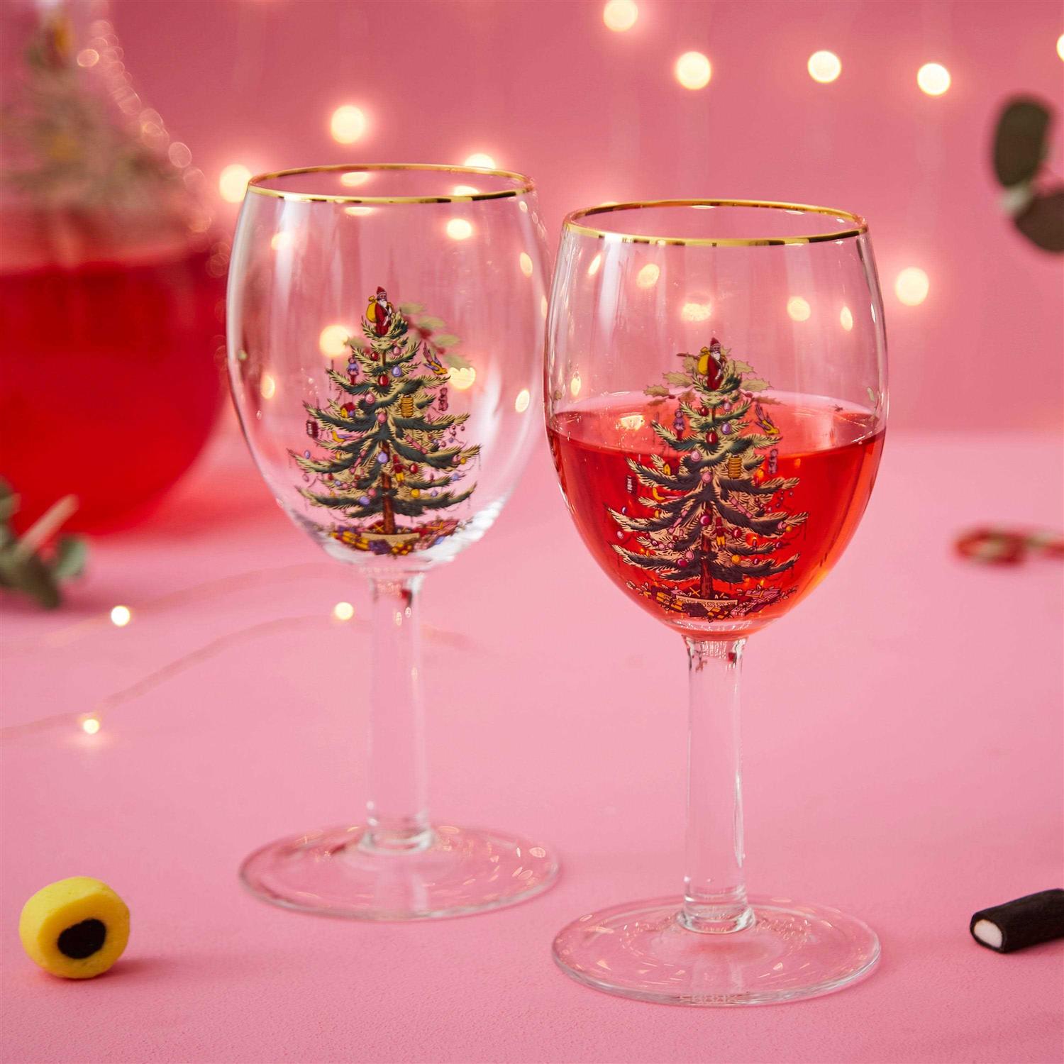 Spode Christmas Tree Set of 4 Wine Glasses - Image 3