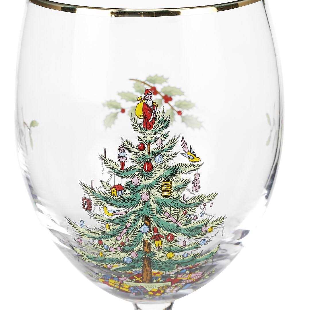 Spode Christmas Tree Set of 4 Wine Glasses - Image 4