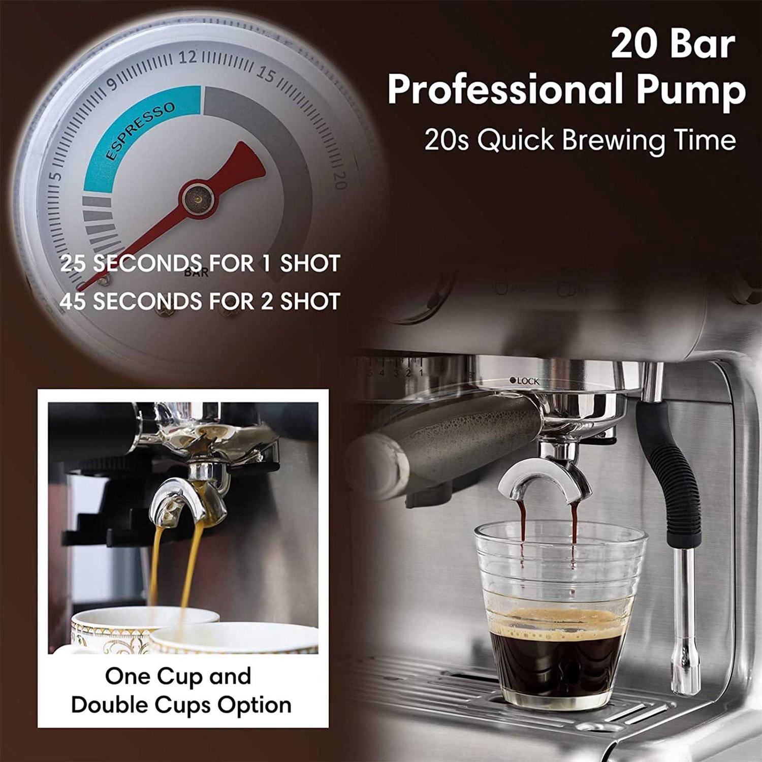 Sincreative 20 Bar All in One Espresso Machine with Grinder and Milk Frother - Image 3