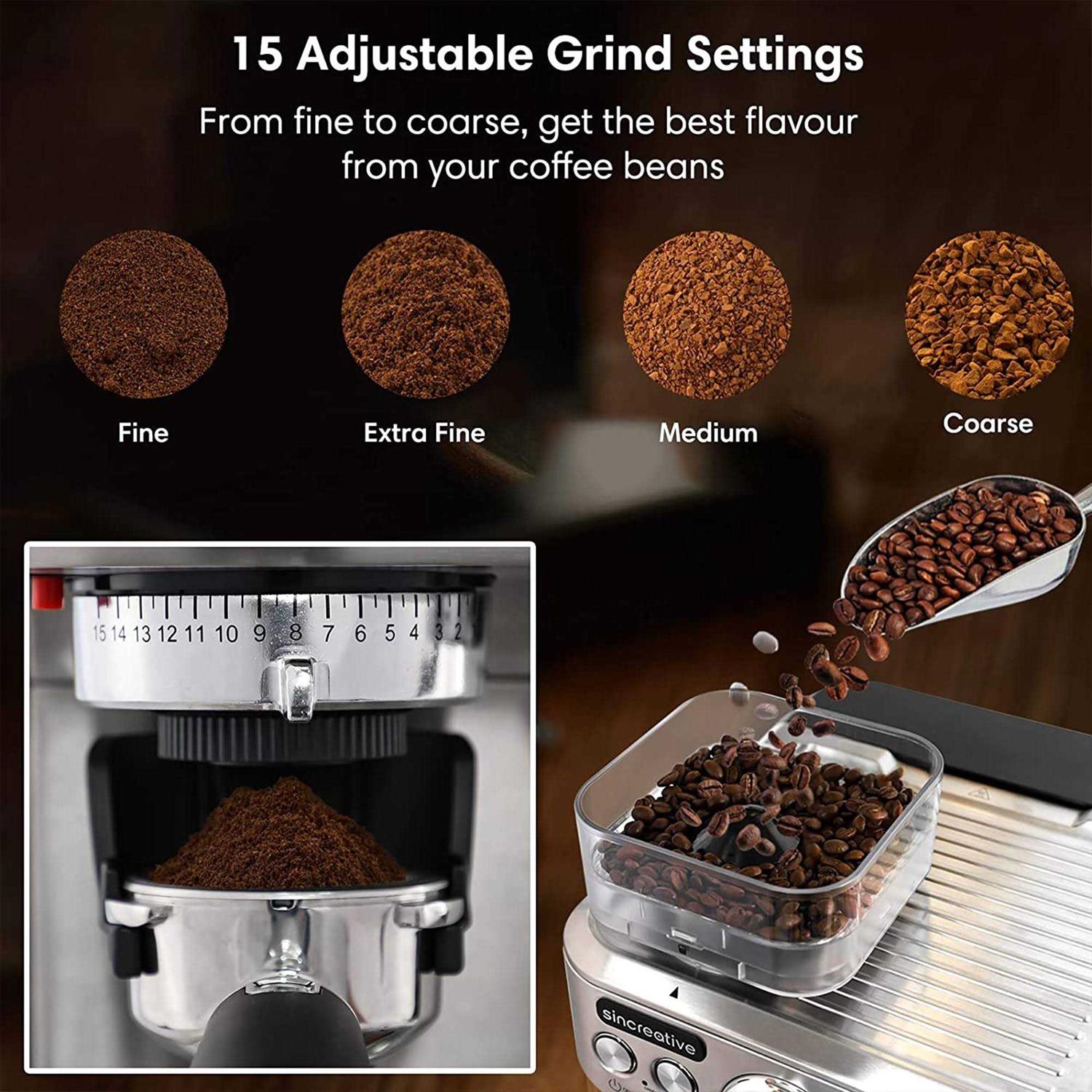 Sincreative 20 Bar All in One Espresso Machine with Grinder and Milk Frother - Image 4