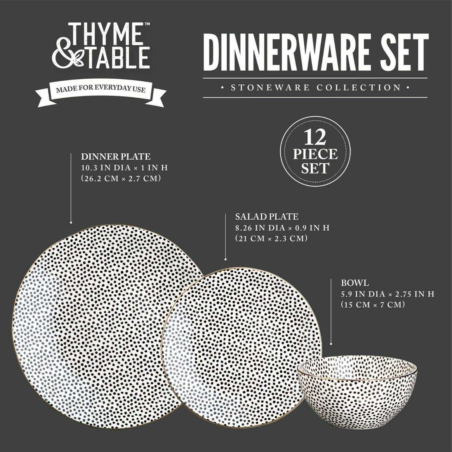 Thyme & Table Dinnerware Black & White Dot Stoneware - Image 2