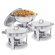 SUPER DEAL Upgraded 5 Qt Full Size Stainless Steel Chafing Dish Round Chafer Buffet Catering Warmer Set w/Food and Water Pan