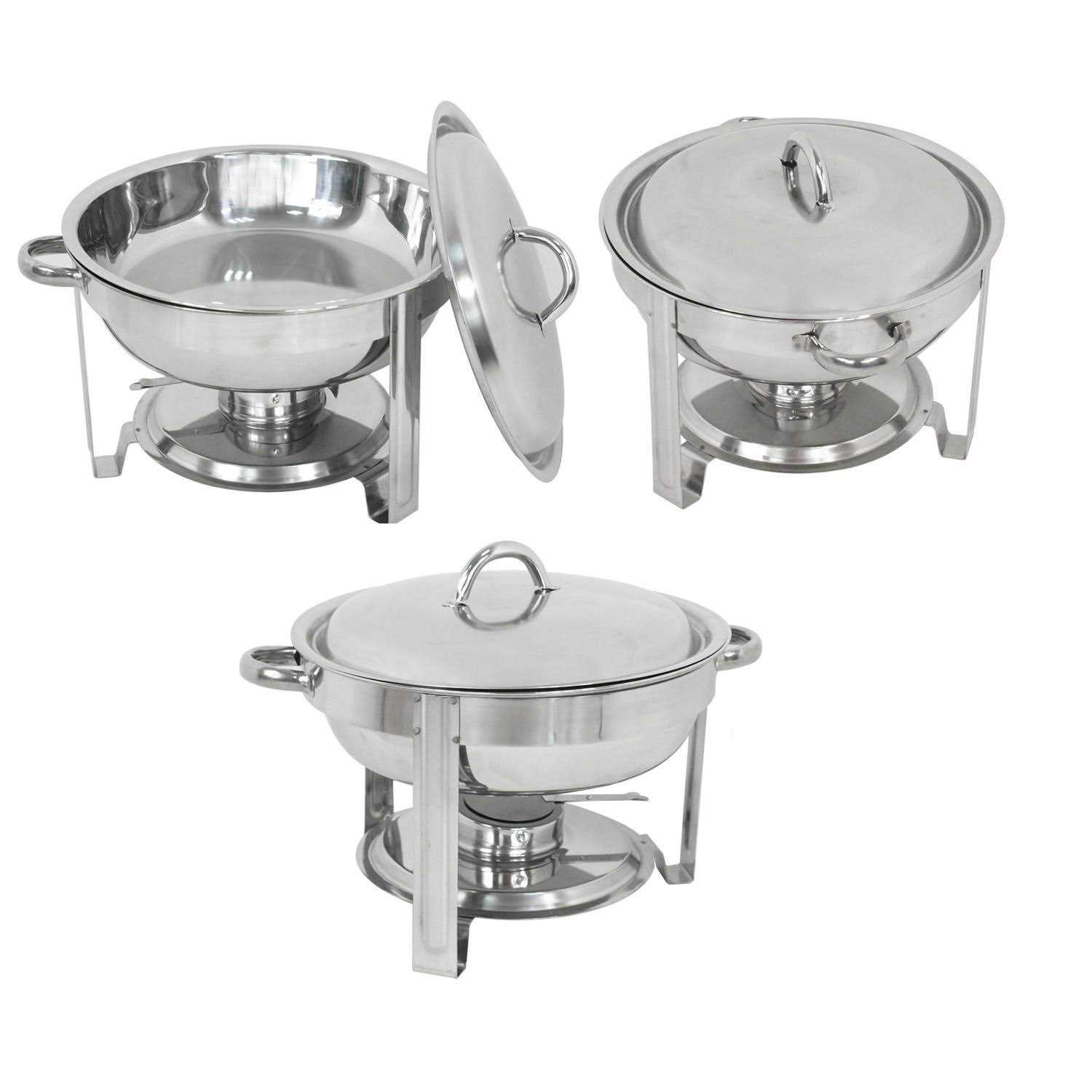 SUPER DEAL Upgraded 5 Qt Full Size Stainless Steel Chafing Dish Round Chafer Buffet Catering Warmer Set w/Food and Water Pan - Image 3