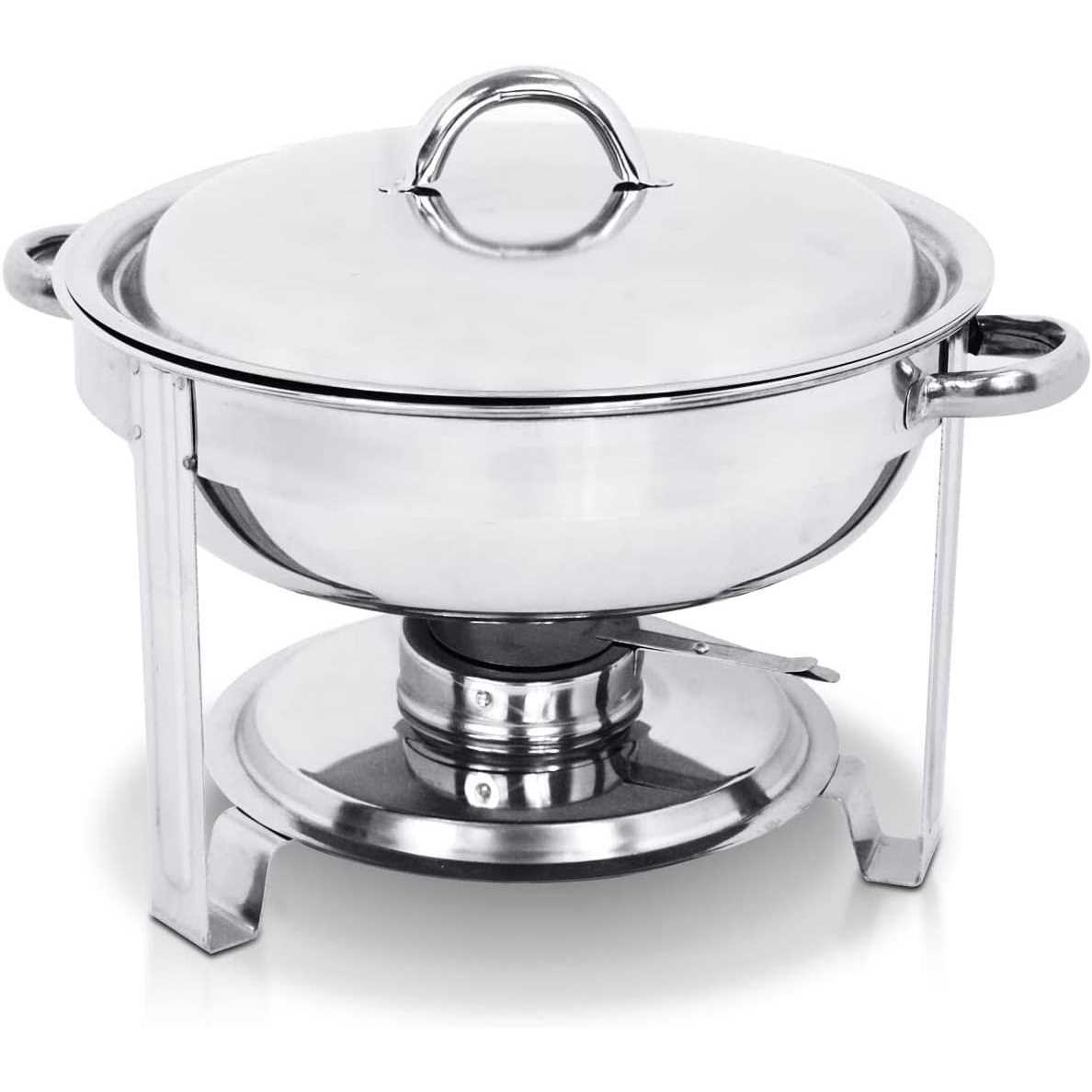 SUPER DEAL Upgraded 5 Qt Full Size Stainless Steel Chafing Dish Round Chafer Buffet Catering Warmer Set w/Food and Water Pan - Image 4