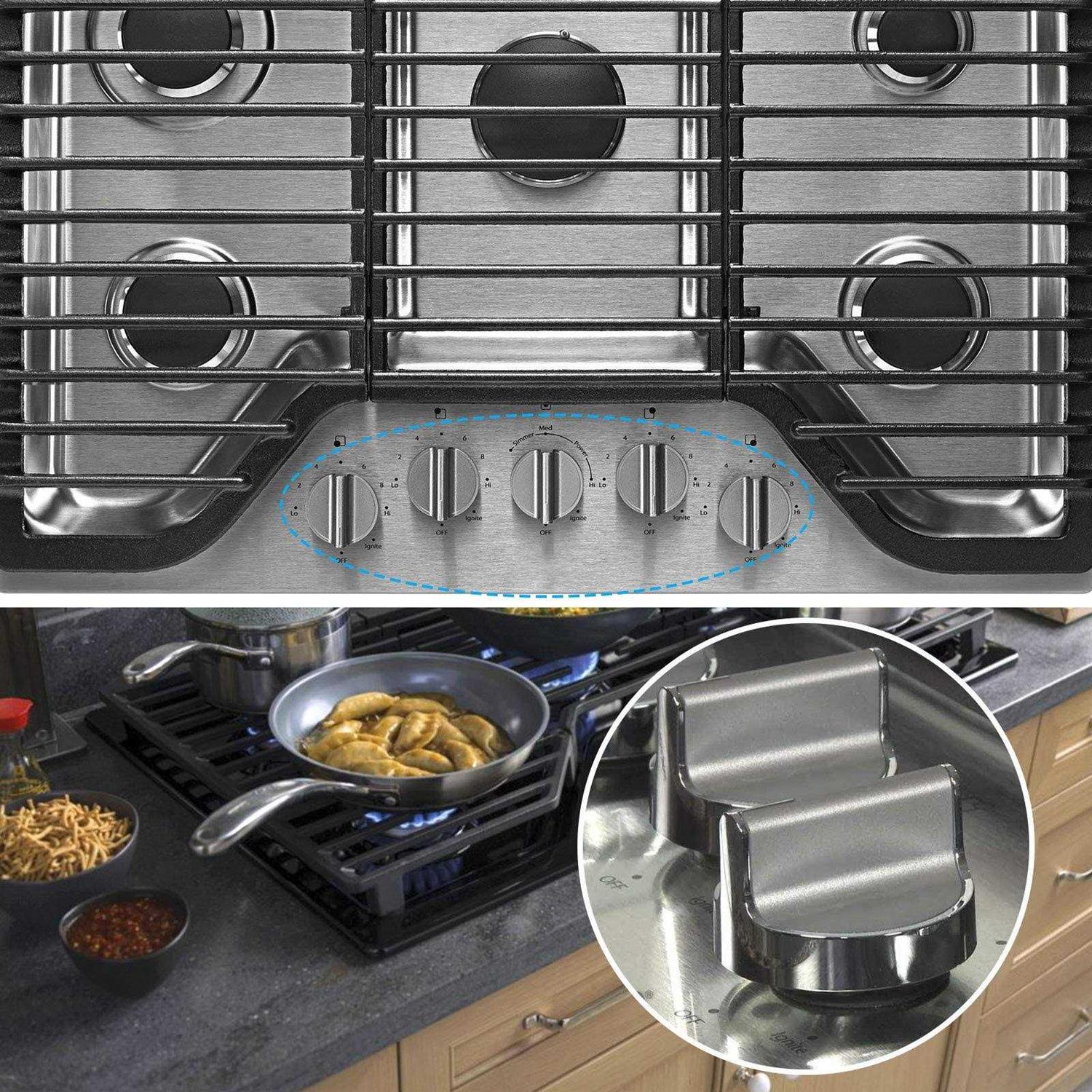 TOMOON W10594481 Stainless Steel Cooker Stove Control knob 5pcs for Whirlpool Gas Cooktop Range/Oven WCG97US0DS00 WCG97US6DS00,Replaces WPW10594481 - Image 2