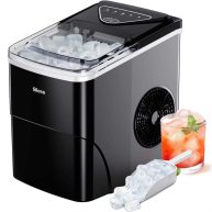 Silonn Ice Maker Countertop, 9 Cubes Ready in 6 Mins, 26lbs in 24Hrs, Self-Cleaning Ice Machine with Ice Scoop and Basket