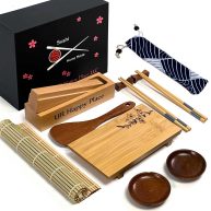 Ur Happy Place Luxury Sushi Making Kit for Beginners Home Use -All Natural Wood Products,15PCS