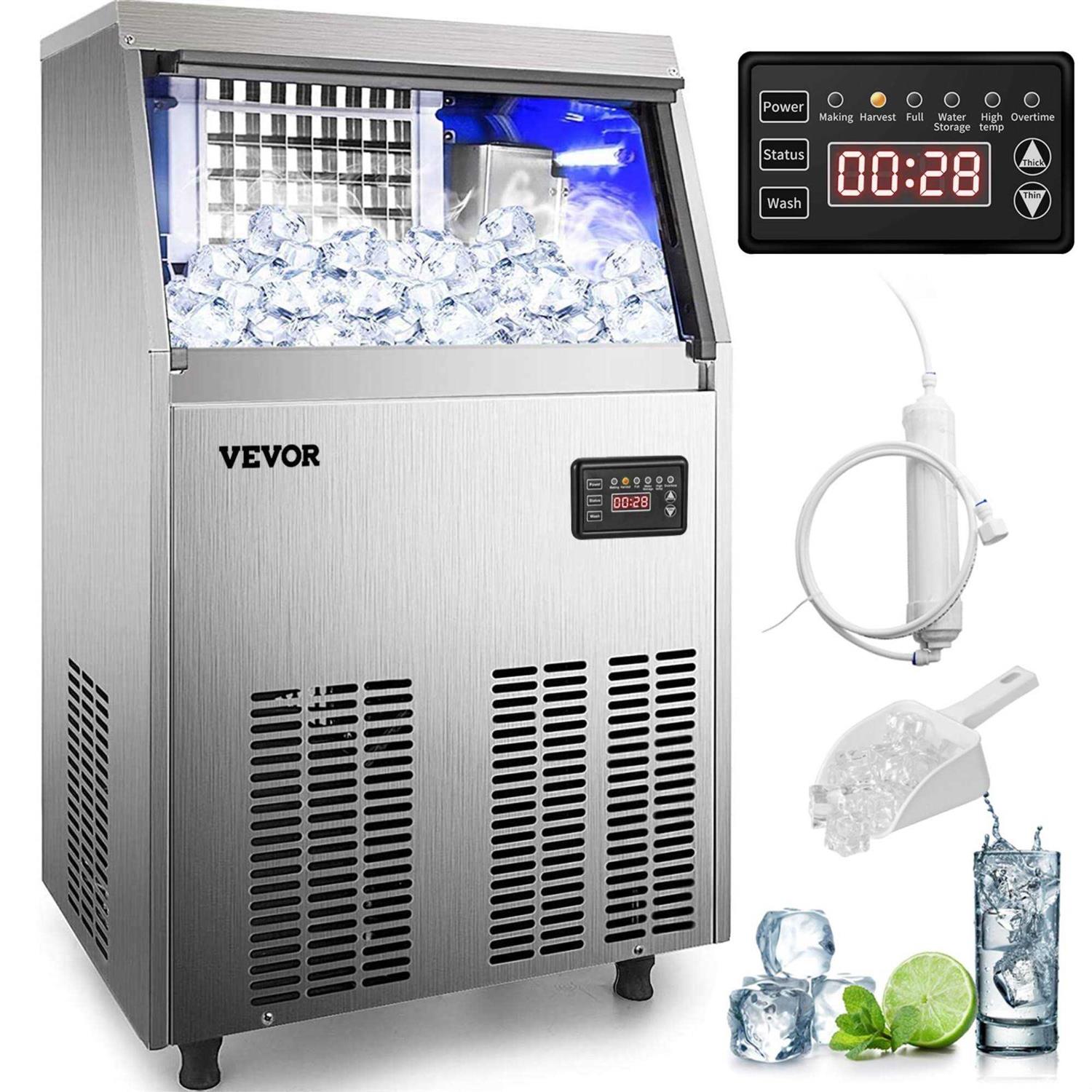 VEVOR Commercial Ice Maker Machine 24H with 33LBS Bin