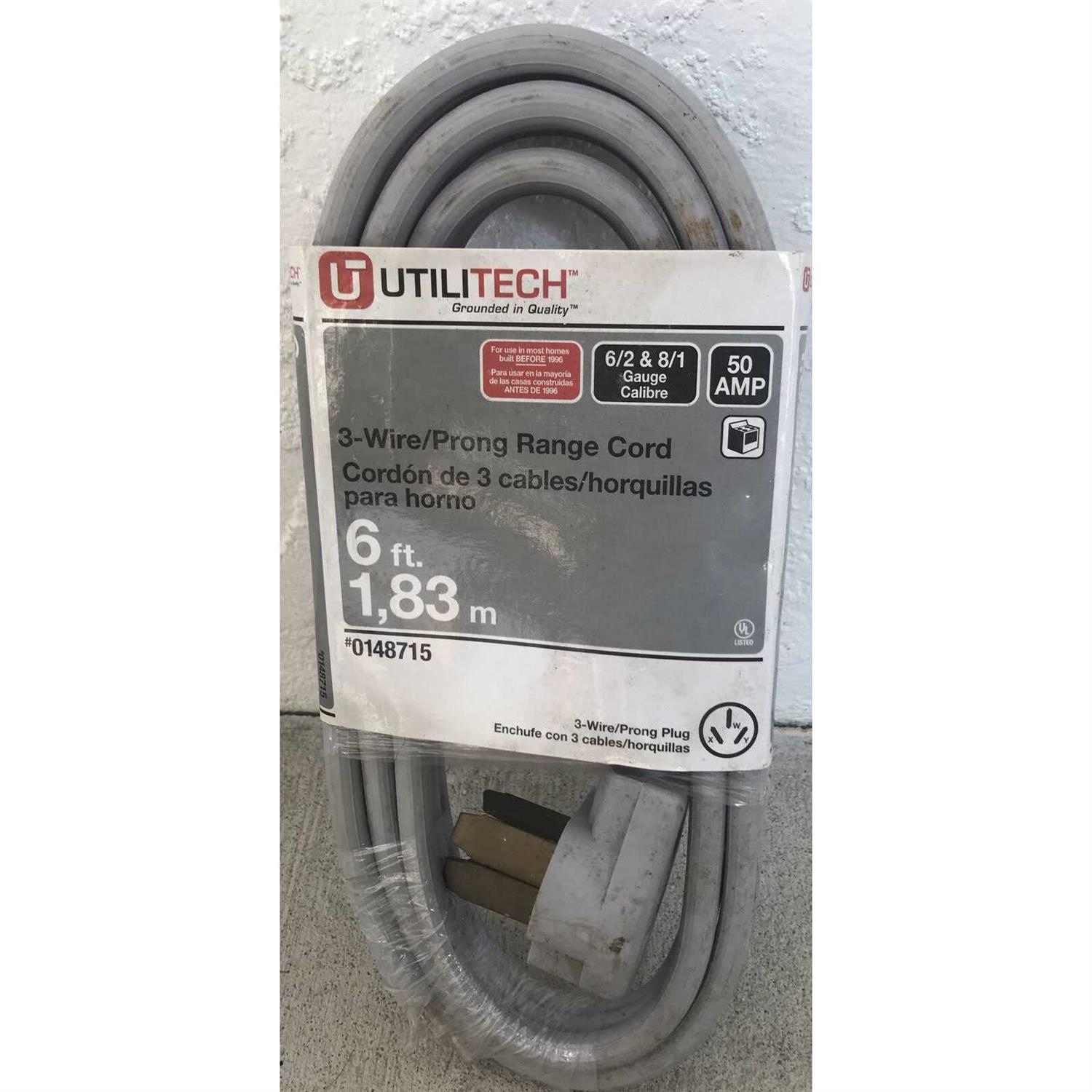 Utilitech 6-ft 3-Prong Gray Range Appliance Power Cord UTR628106 - Image 2