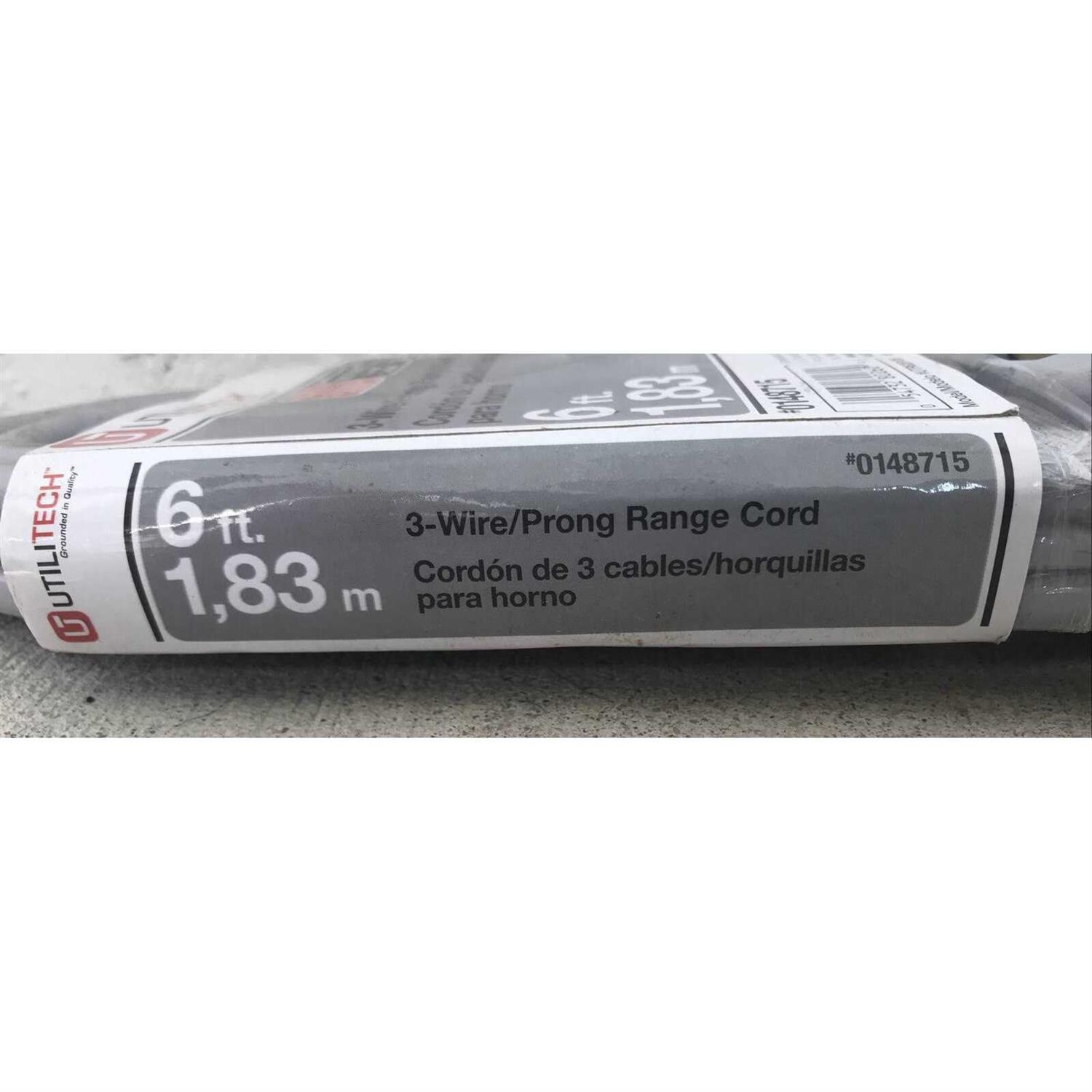 Utilitech 6-ft 3-Prong Gray Range Appliance Power Cord UTR628106 - Image 3