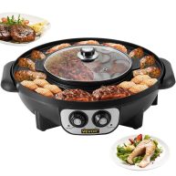 VEVOR 2 in 1 Electric Grill and Hot Pot, 2200W BBQ Pan Grill and Hot Pot