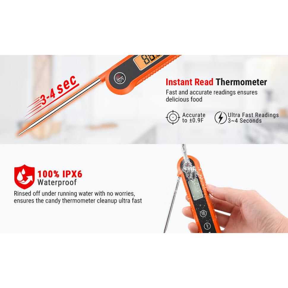 ThermoPro Digital Instant Read Meat Thermometer for Grilling Waterproof Kitchen Food LCD Thermometer with Calibration & Backlight Smoker Oil Fry - Image 3