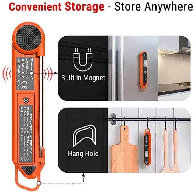 ThermoPro Digital Instant Read Meat Thermometer for Grilling Waterproof Kitchen Food LCD Thermometer with Calibration & Backlight Smoker Oil Fry - Image 4