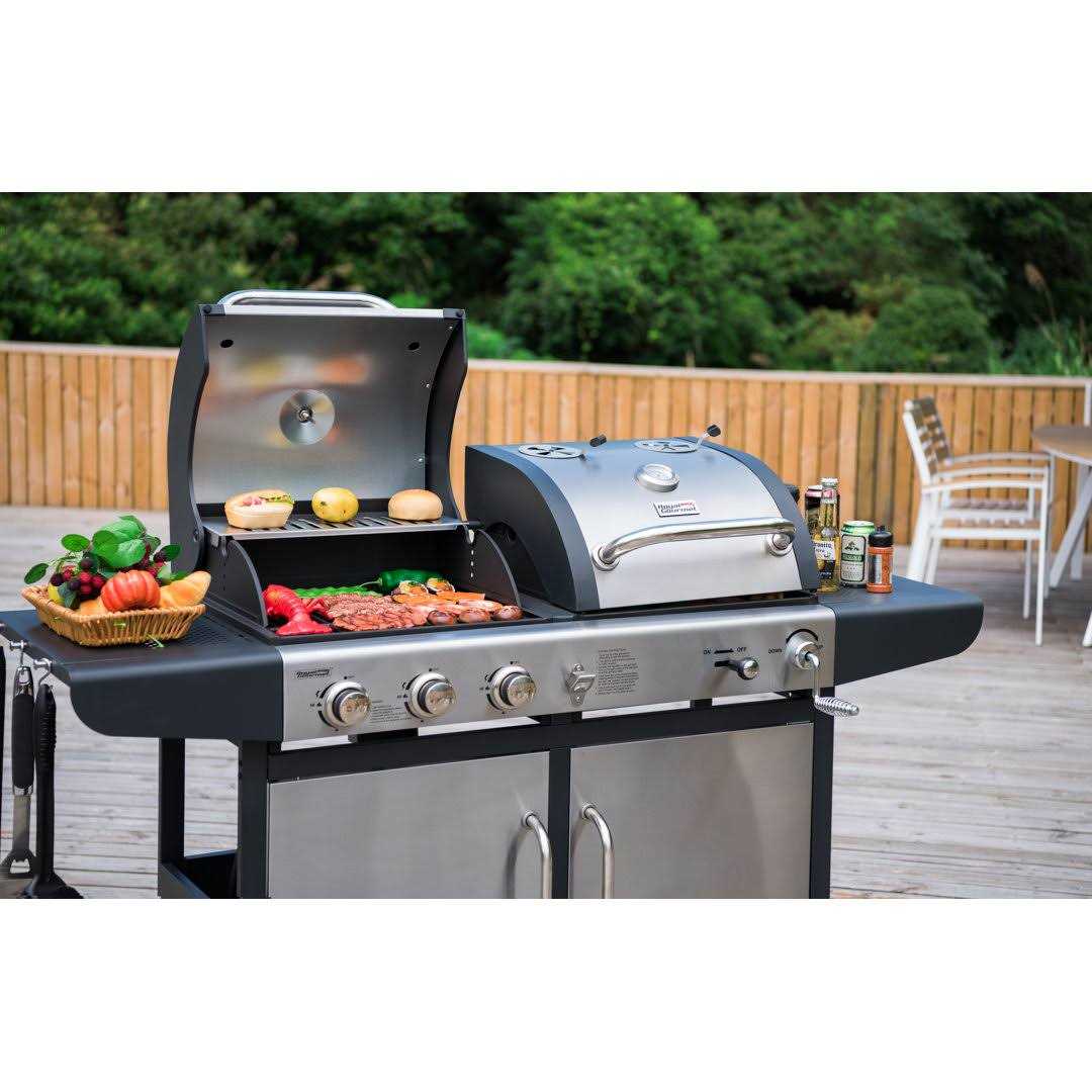 Royal Gourmet 3-Burner Propane Gas and Charcoal Combo Grill in Black with Grill Cover - Image 5