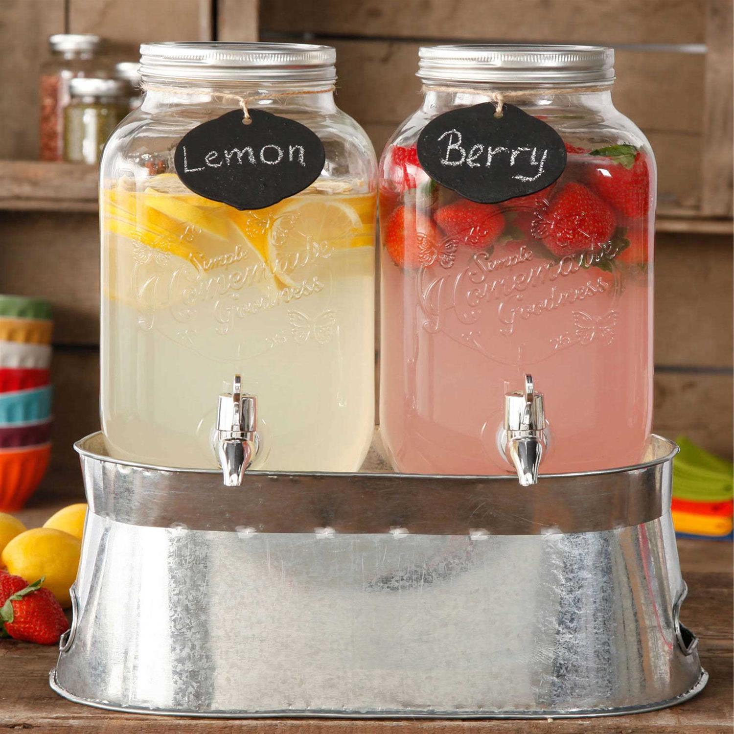 The Pioneer Woman Simple Homemade Goodness Clear Drink Dispenser Set with Ice Bucket, Chalk Boards and Chalk Pencil - Image 2