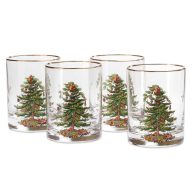 Spode Christmas Tree Double Old Fashioned Glasses Set of 4