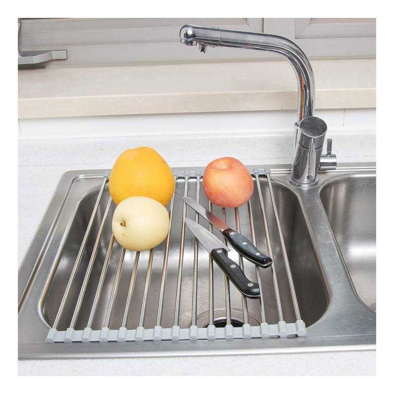 Tomorotec Roll Up Dish Drying Rack Over The Sink Portable Stainless Steel Rolling Rack Multipurpose Kitchen Drainer Caddy Organizer Storage Space - Image 3