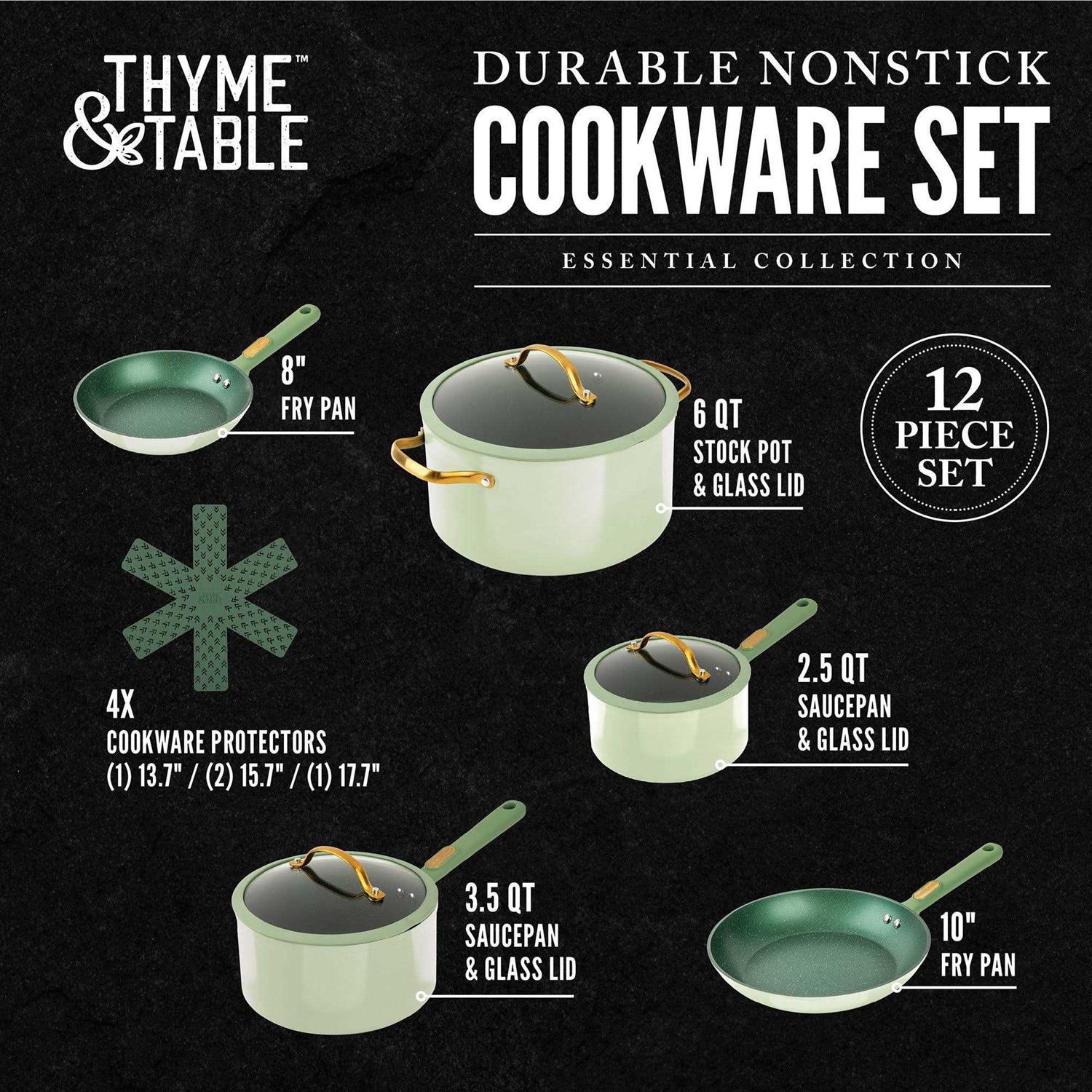 Thyme Table Non-Stick 12-Piece Cookware Set - Image 3
