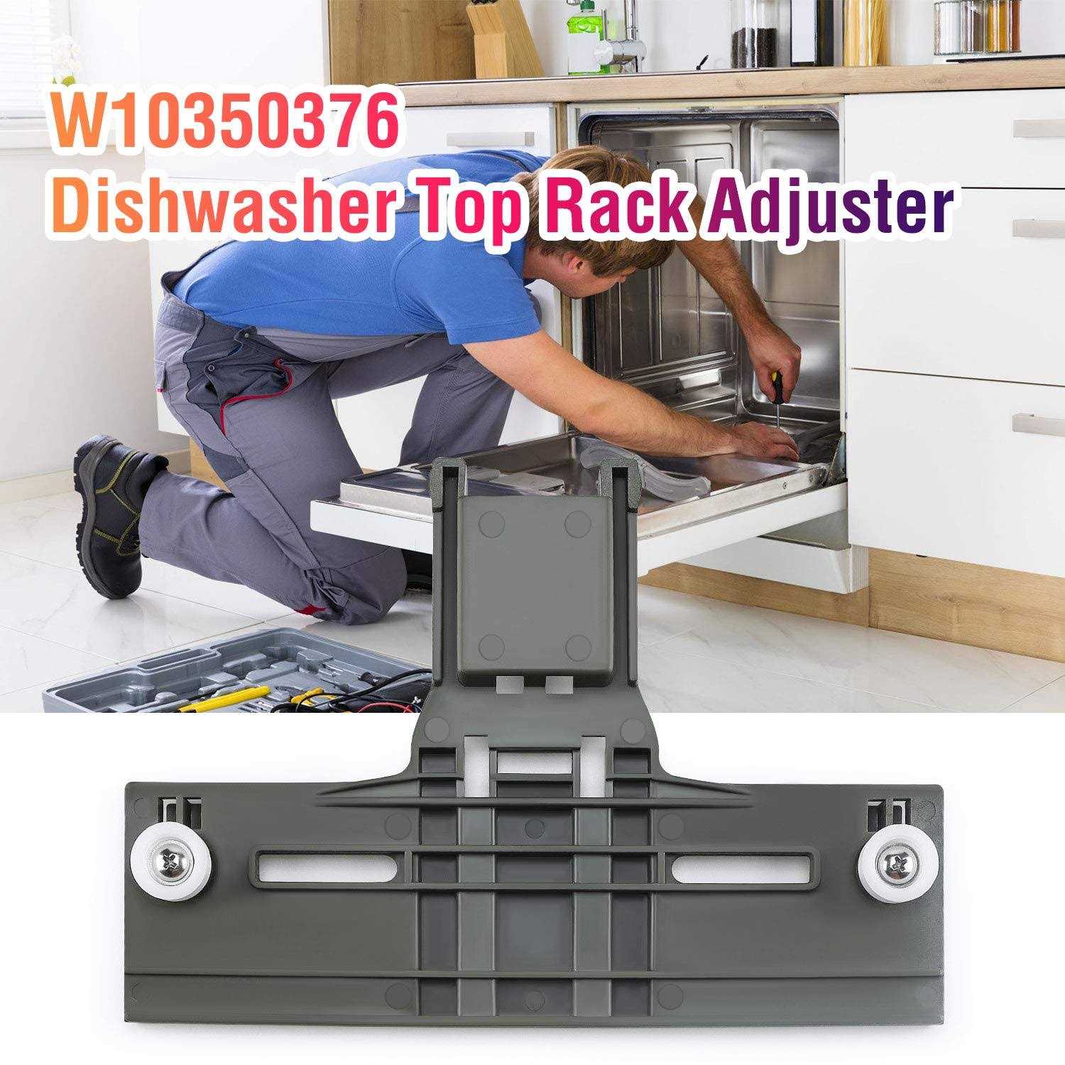 W10350376 Dishwasher Top Rack Adjuster Parts by Romalon Replacement for Whirl-pool Heavy Duty Wheels Upgraded Metal Screw Replaces W10712394 - Image 5