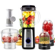 Sangcon 5 in 1 Blender and Food Processor Combo for Kitchen, Small Electric Food Chopper for Meat and Vegetable