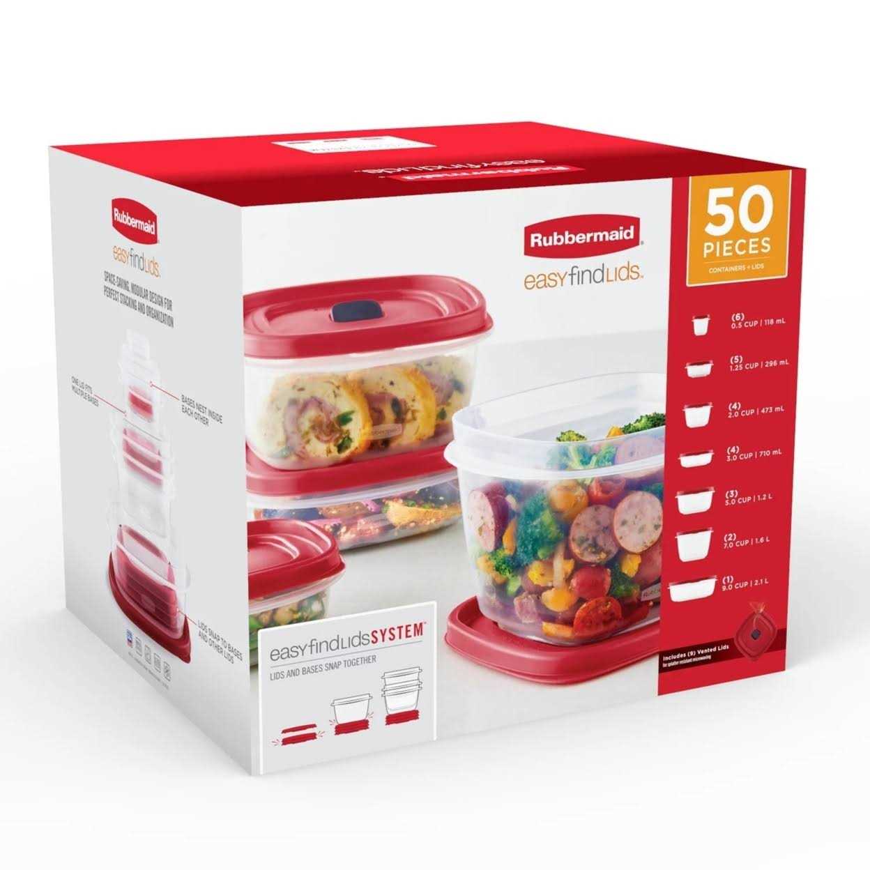 Rubbermaid 50 Piece Easy Find Lids Food Storage Set - Image 3
